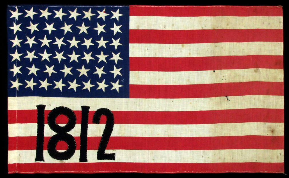 46 Star Antique US Flag with a Handsewn 1812 Overprint | Made to
